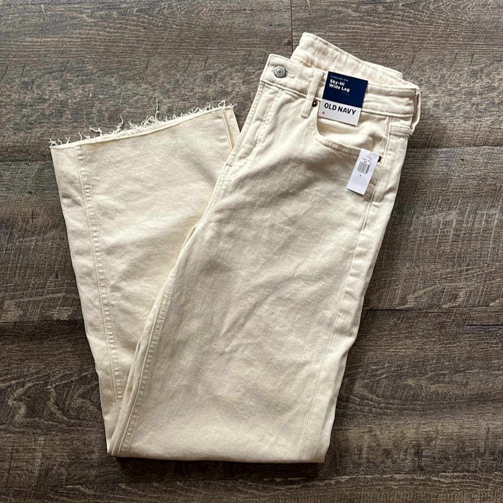 Ivory Sky-Hi Wide Leg Jeans, New with tags